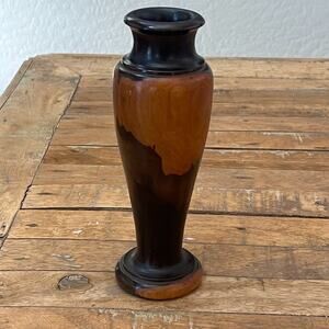 Antique Vase Candle Holder 19th Century English Treen Turned Exotic Hard Wood 8"